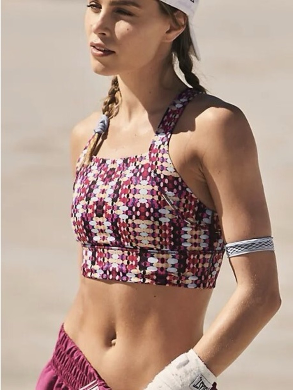 FP Movement by Free People Geometric Print Sports Bralette - Purple Mix